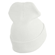 Simple UFO Logo Embroidered 12 Inch Solid Long Beanie Made in USA - White OSFM