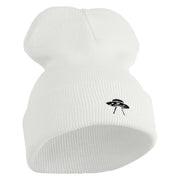 Simple UFO Logo Embroidered 12 Inch Solid Long Beanie Made in USA - White OSFM