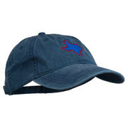 Texas State Map Embroidered Washed Cotton Cap