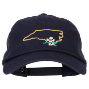 North Carolina Dogwood with Map Embroidered Unstructured Washed Cap