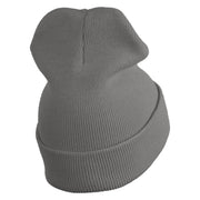 Simple UFO Logo Embroidered 12 Inch Solid Long Beanie Made in USA - Light Grey OSFM