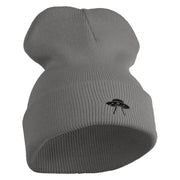 Simple UFO Logo Embroidered 12 Inch Solid Long Beanie Made in USA - Light Grey OSFM