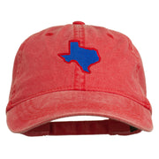 Texas State Map Embroidered Washed Cotton Cap