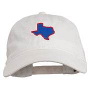 Texas State Map Embroidered Washed Cotton Cap