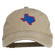 Texas State Map Embroidered Washed Cotton Cap