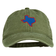 Texas State Map Embroidered Washed Cotton Cap