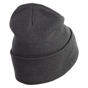 Glitch Heart Logo Embroidered 12 inch Acrylic Blank Cuff Long Beanie - Charcoal OSFM