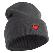 Glitch Heart Logo Embroidered 12 inch Acrylic Blank Cuff Long Beanie - Charcoal OSFM