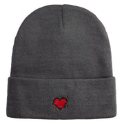 Glitch Heart Logo Embroidered 12 inch Acrylic Blank Cuff Long Beanie - Charcoal OSFM