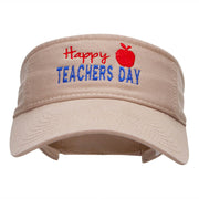 Happy Teachers Day Embroidered Cotton Twill Washed Visor