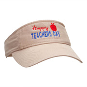 Happy Teachers Day Embroidered Cotton Twill Washed Visor