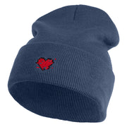 Glitch Heart Logo Embroidered 12 inch Acrylic Blank Cuff Long Beanie - Navy OSFM