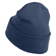 Glitch Heart Logo Embroidered 12 inch Acrylic Blank Cuff Long Beanie - Navy OSFM