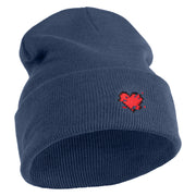 Glitch Heart Logo Embroidered 12 inch Acrylic Blank Cuff Long Beanie - Navy OSFM
