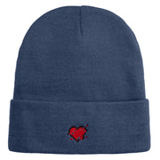 Glitch Heart Logo Embroidered 12 inch Acrylic Blank Cuff Long Beanie - Navy OSFM