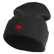 Glitch Heart Logo Embroidered 12 inch Acrylic Blank Cuff Long Beanie - Black OSFM