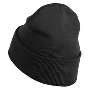 Glitch Heart Logo Embroidered 12 inch Acrylic Blank Cuff Long Beanie - Black OSFM