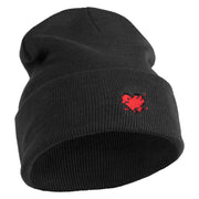 Glitch Heart Logo Embroidered 12 inch Acrylic Blank Cuff Long Beanie - Black OSFM