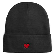 Glitch Heart Logo Embroidered 12 inch Acrylic Blank Cuff Long Beanie - Black OSFM