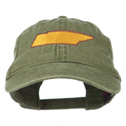 Tennessee State Map Embroidered Washed Cotton Cap