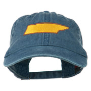 Tennessee State Map Embroidered Washed Cotton Cap