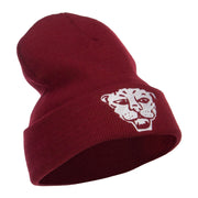 Tiger Emblem Embroidered Long Beanie