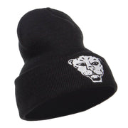 Tiger Emblem Embroidered Long Beanie