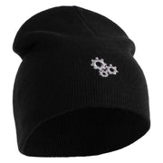 Gear Cluster Symbol Embroidered 8 Inch Knitted Short Beanie - Black OSFM