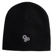 Gear Cluster Symbol Embroidered 8 Inch Knitted Short Beanie - Black OSFM