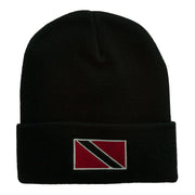 Trinidad Flag Embroidered Long Knitted Beanie