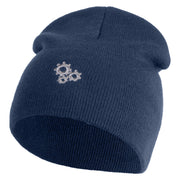 Gear Cluster Symbol Embroidered 8 Inch Knitted Short Beanie - Navy OSFM