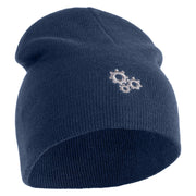 Gear Cluster Symbol Embroidered 8 Inch Knitted Short Beanie - Navy OSFM