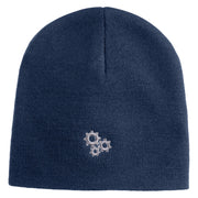 Gear Cluster Symbol Embroidered 8 Inch Knitted Short Beanie - Navy OSFM