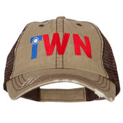 Taiwan TWN Flag Embroidered Low Profile Cotton Mesh Cap