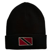 Trinidad Flag Embroidered Long Knitted Beanie