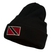 Trinidad Flag Embroidered Long Knitted Beanie