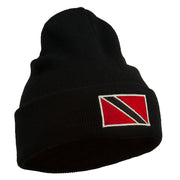 Trinidad Flag Embroidered Long Knitted Beanie