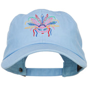 Mardi Gras Feather Mask Embroidered Washed Cap