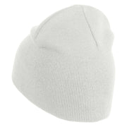 Gear Cluster Symbol Embroidered 8 Inch Knitted Short Beanie - White OSFM
