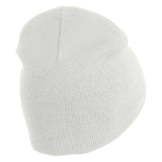 Gear Cluster Symbol Embroidered 8 Inch Knitted Short Beanie - White OSFM
