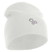 Gear Cluster Symbol Embroidered 8 Inch Knitted Short Beanie - White OSFM