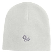Gear Cluster Symbol Embroidered 8 Inch Knitted Short Beanie - White OSFM