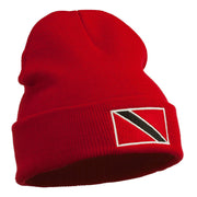 Trinidad Flag Embroidered Long Knitted Beanie