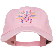 Mardi Gras Feather Mask Embroidered Washed Cap