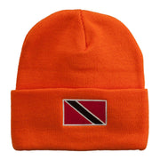 Trinidad Flag Embroidered Long Knitted Beanie