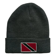 Trinidad Flag Embroidered Long Knitted Beanie