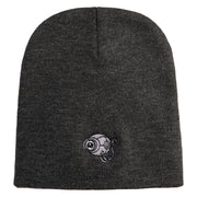 Cybernetic Eye Symbol Embroidered 8 inch Acrylic Short Blank Beanie - Charcoal OSFM