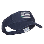 Thin Green Line USA Flag Embroidered Washed Visor