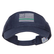 Thin Green Line USA Flag Embroidered Washed Visor