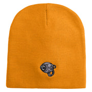Cybernetic Eye Symbol Embroidered 8 inch Acrylic Short Blank Beanie